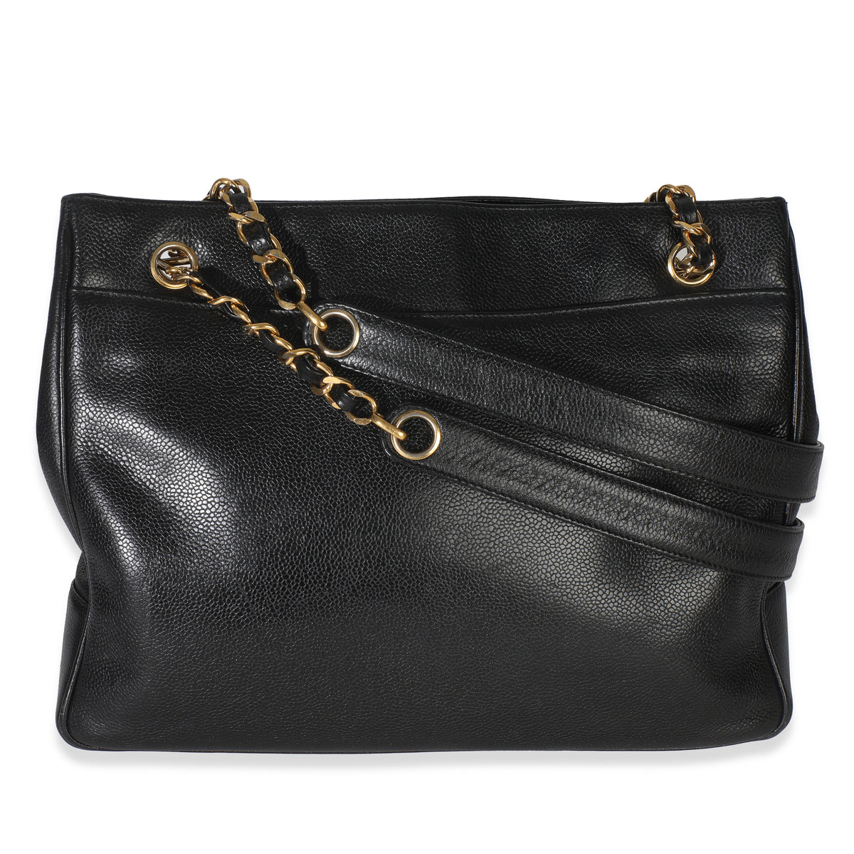 Chanel Vintage Black Jumbo CC Caviar Chain Tote Handbag bv
