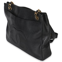 Chanel Vintage Black Jumbo CC Caviar Chain Tote Handbag sv