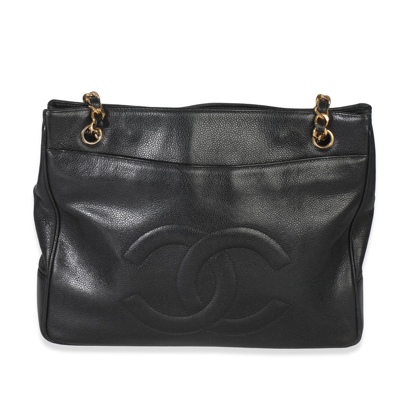 Vintage Black Jumbo CC Caviar Chain Tote