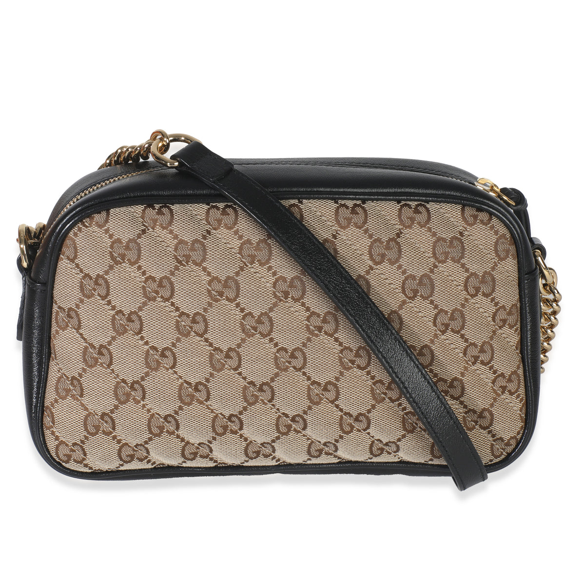 Beige Black Matelasse Diagonal Small GG Marmont Chain Shoulder Bag
