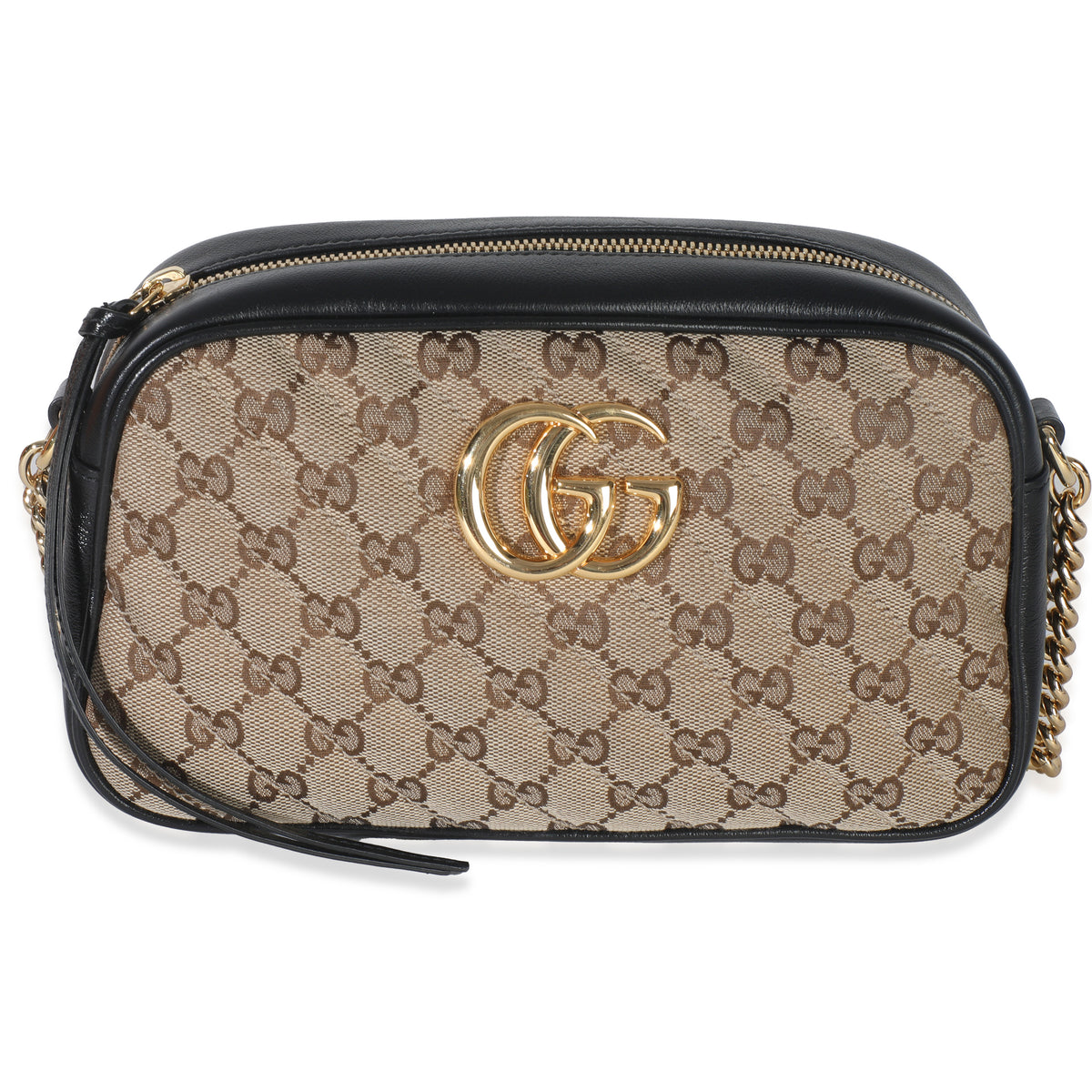 Beige Black Matelasse Diagonal Small GG Marmont Chain Shoulder Bag