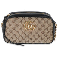 Beige Black Matelasse Diagonal Small GG Marmont Chain Shoulder Bag
