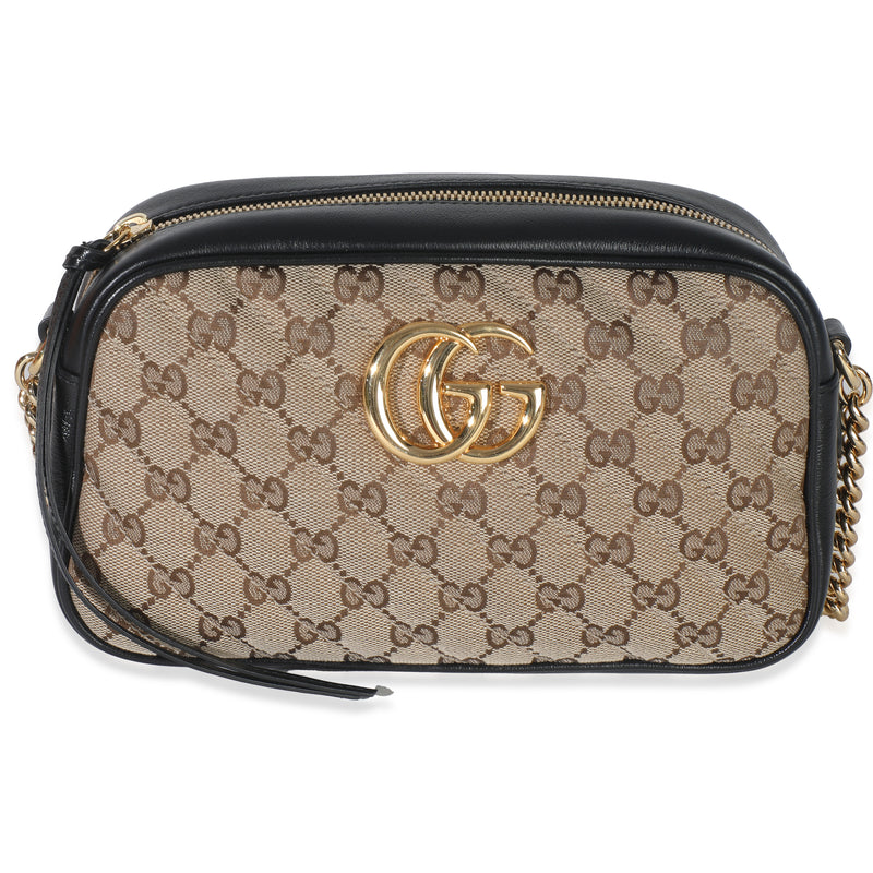 Beige Black Matelasse Diagonal Small GG Marmont Chain Shoulder Bag