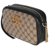 Beige Black Matelasse Diagonal Small GG Marmont Chain Shoulder Bag