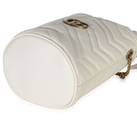 White Matelasse Calfskin GG Marmont Bucket Bag