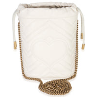 White Matelasse Calfskin GG Marmont Bucket Bag