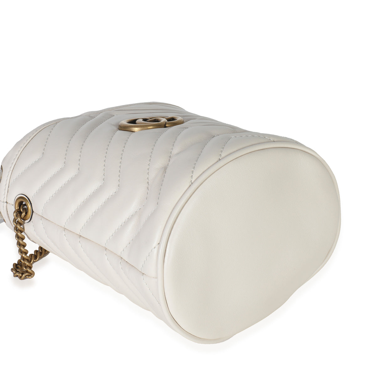 White Matelasse Calfskin GG Marmont Bucket Bag