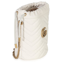 White Matelasse Calfskin GG Marmont Bucket Bag