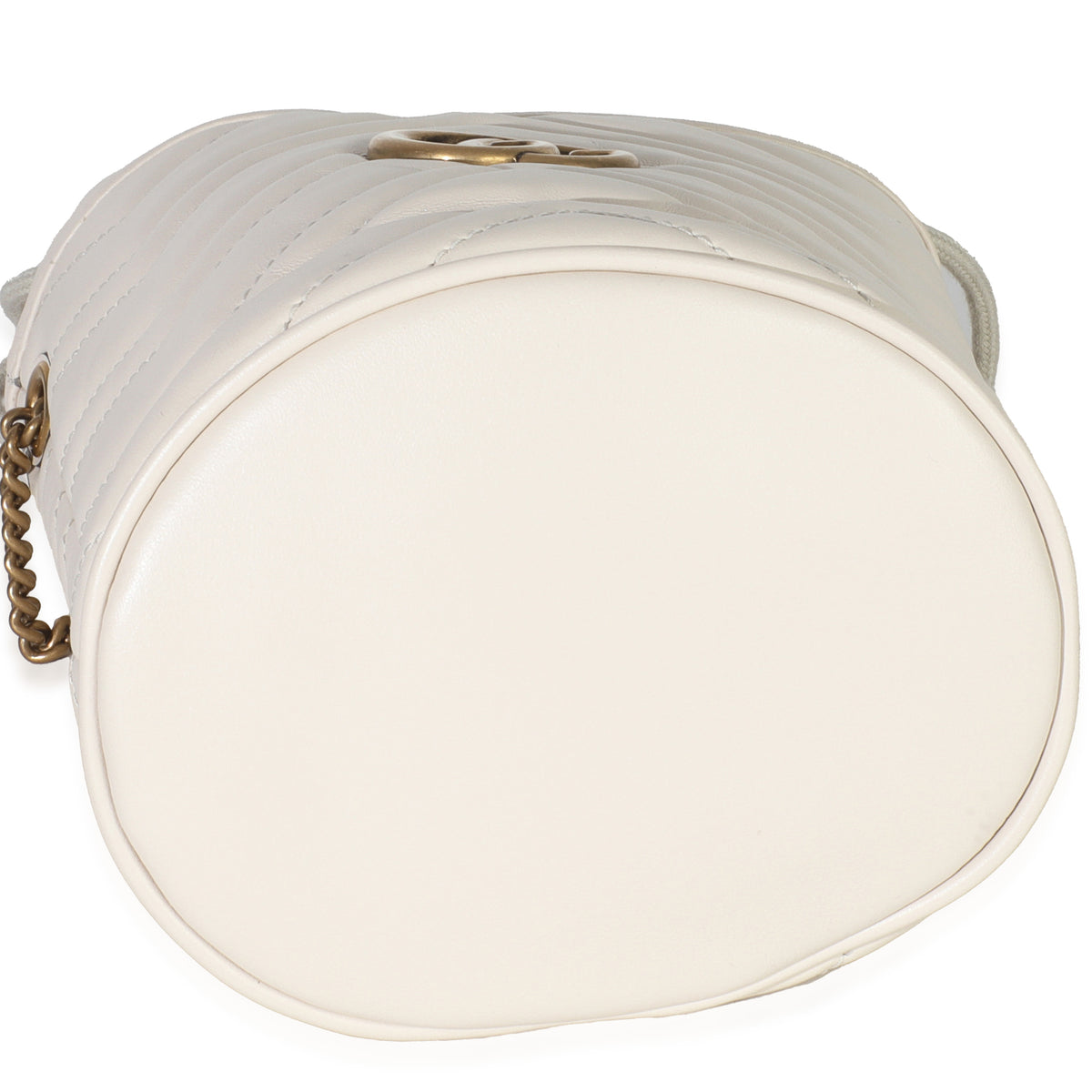 White Matelasse Calfskin GG Marmont Bucket Bag
