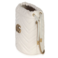 White Matelasse Calfskin GG Marmont Bucket Bag