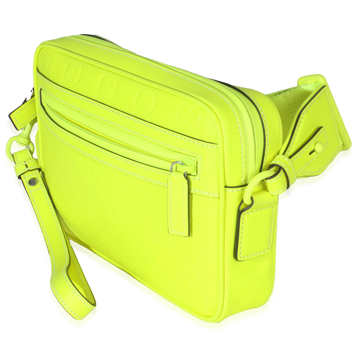 Fluorescent Yellow Rubber Effect Monogram GG Crossbody Bag