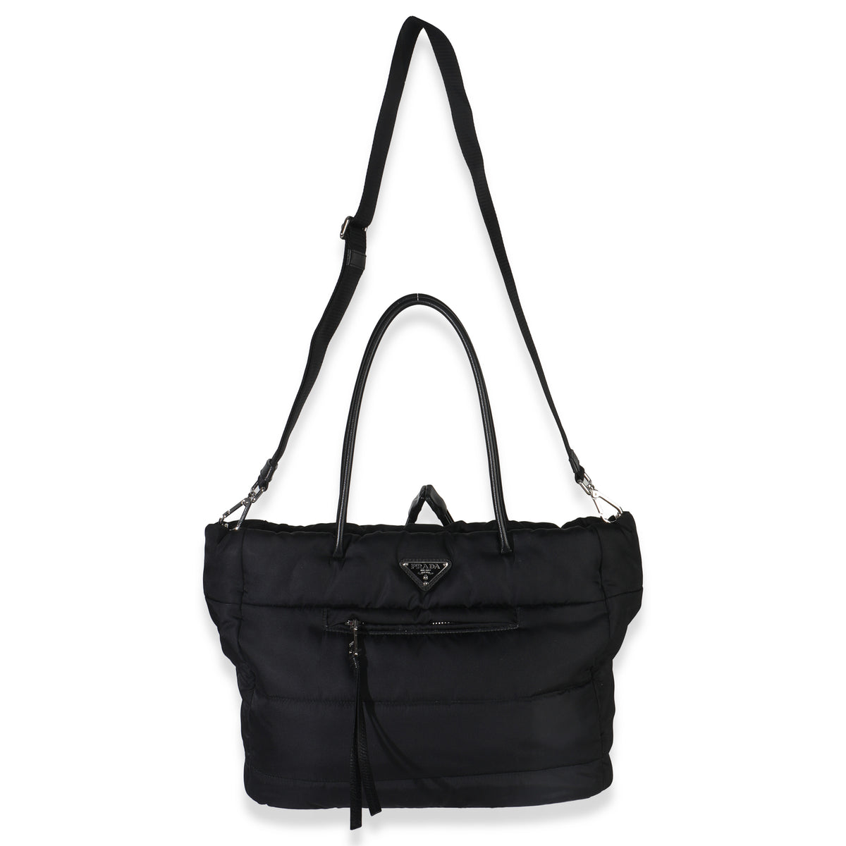Black Nylon Padded Shopper Tote Bag