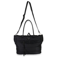 Black Nylon Padded Shopper Tote Bag