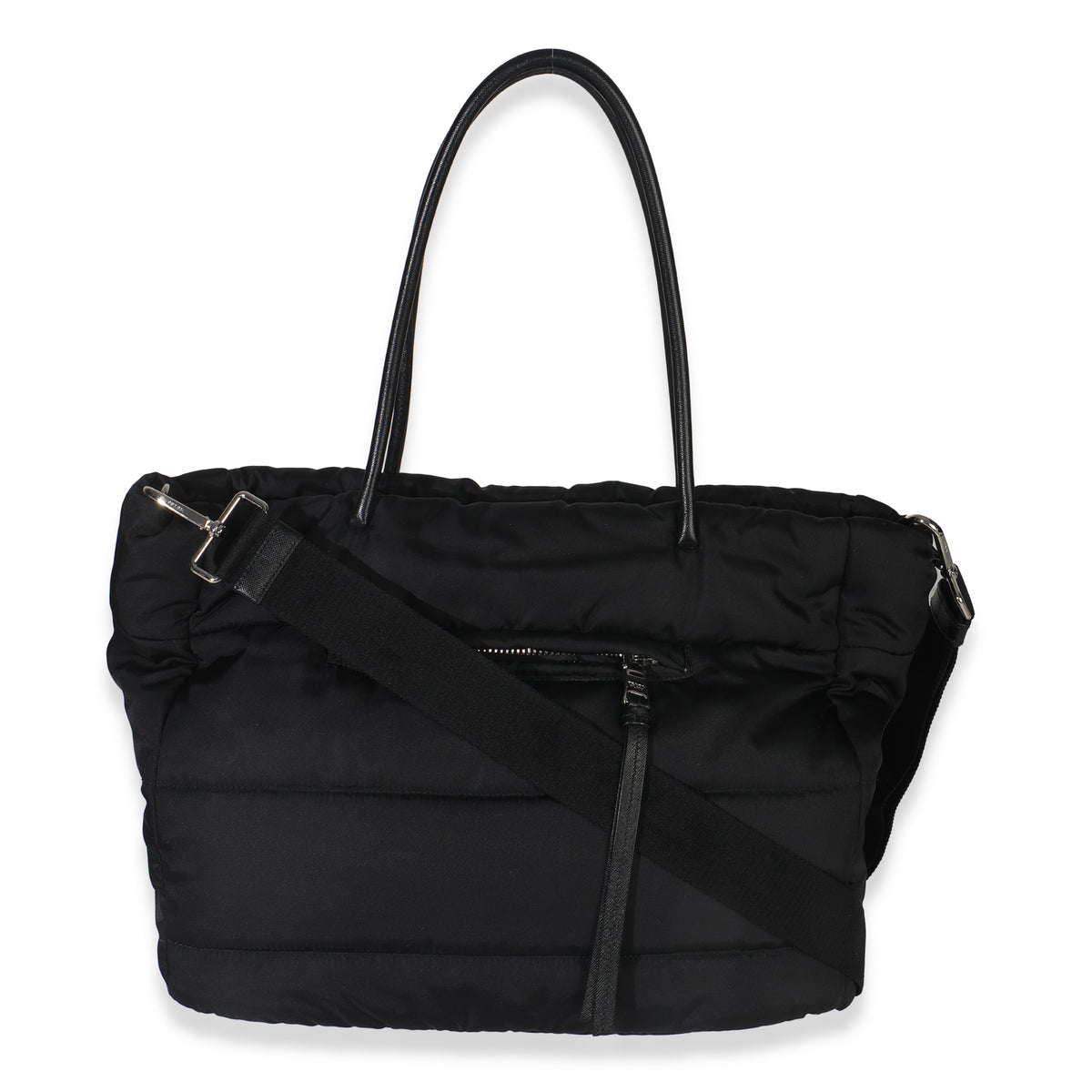 Black Nylon Padded Shopper Tote Bag