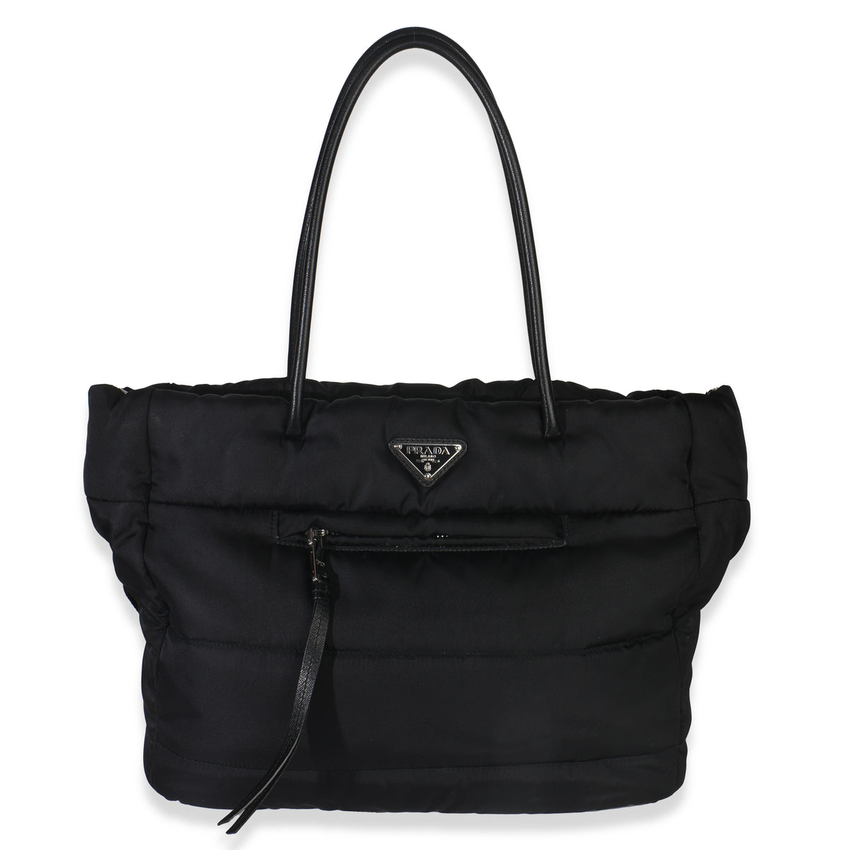 Black Nylon Padded Shopper Tote Bag