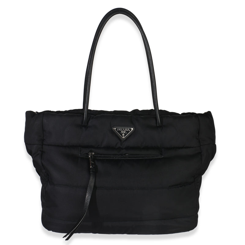 Black Nylon Padded Shopper Tote Bag