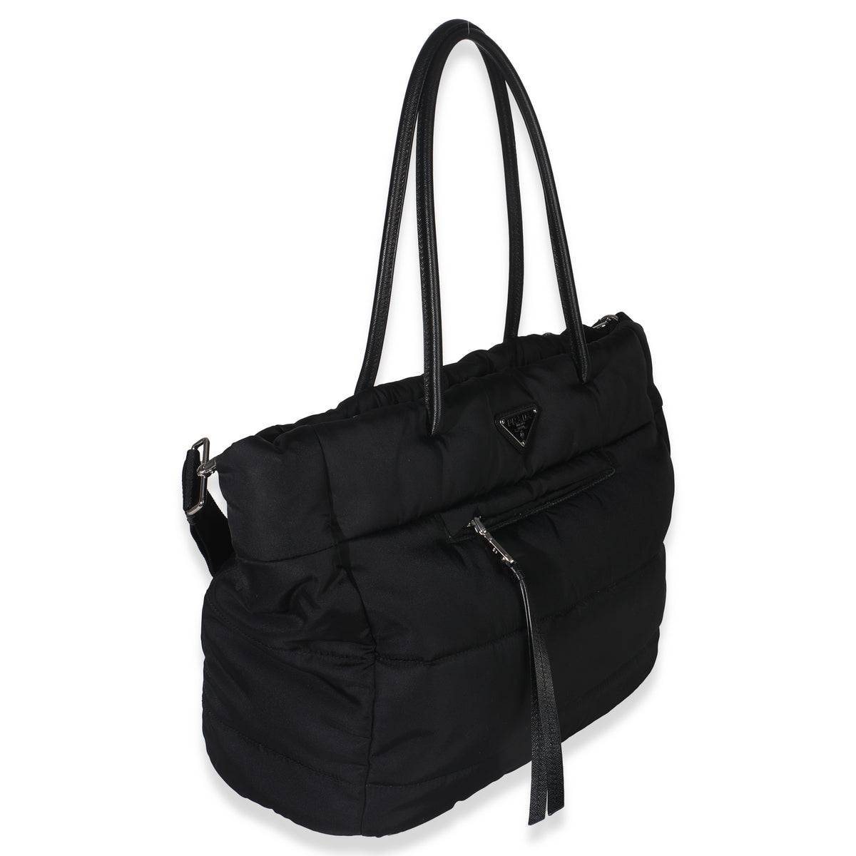 Black Nylon Padded Shopper Tote Bag