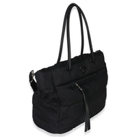 Black Nylon Padded Shopper Tote Bag
