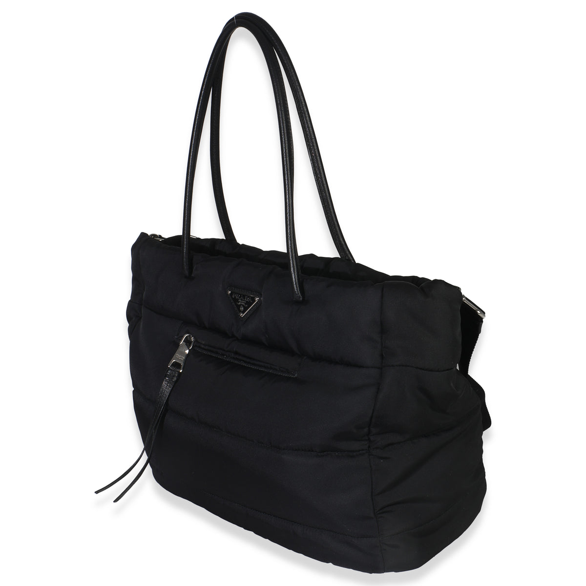 Black Nylon Padded Shopper Tote Bag