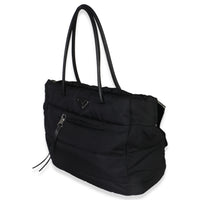 Black Nylon Padded Shopper Tote Bag