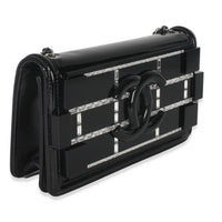 Chanel Black Plexiglass Patent Crystal Lego Brick Flap Bag Handbag pv
