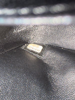 Black Metallic Chevron Crumpled Patent Small Classic Double Flap Bag