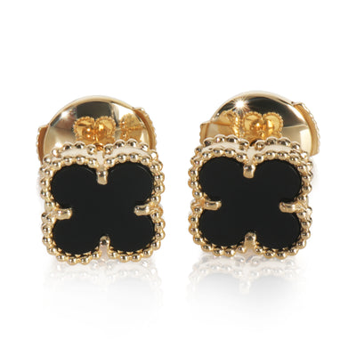 Yellow Gold Onyx Sweet Alhambra Earrings