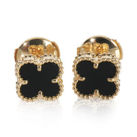 Yellow Gold Onyx Sweet Alhambra Earrings
