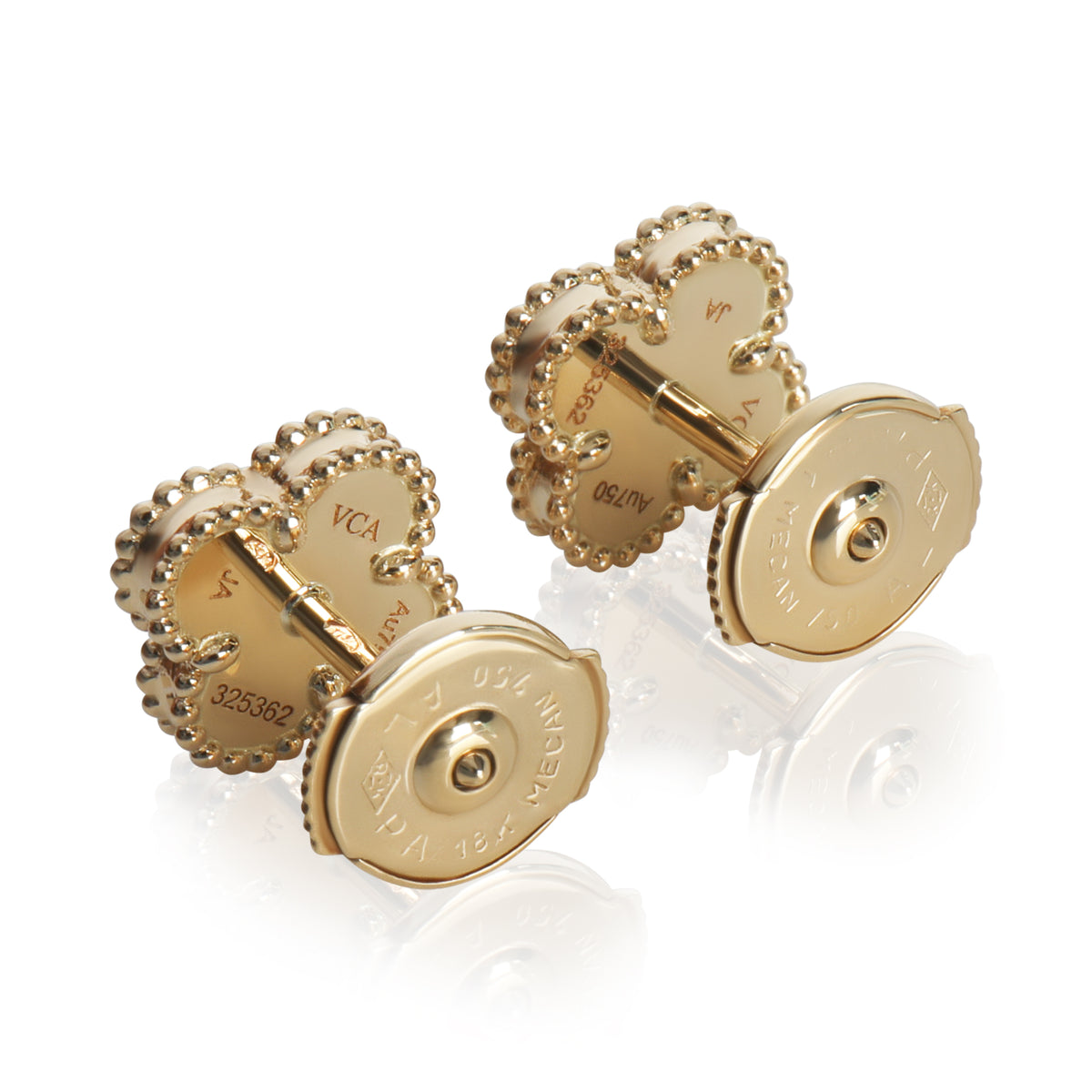 Yellow Gold Onyx Sweet Alhambra Earrings