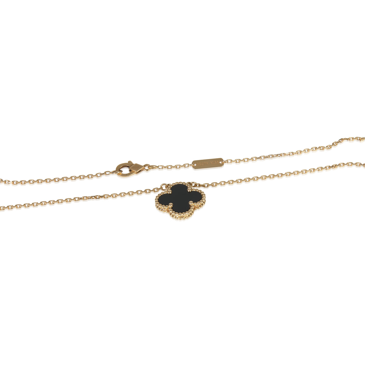 Yellow Gold Onyx Vintage Alhambra Pendant