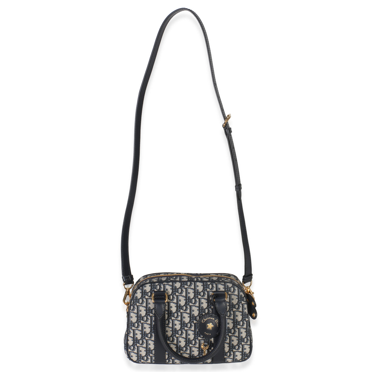 Christian Dior Navy Oblique Canvas Small D Vibe Bowling Bag Handbag av