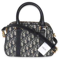 Christian Dior Navy Oblique Canvas Small D Vibe Bowling Bag Handbag bv