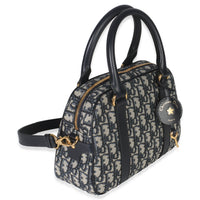 Christian Dior Navy Oblique Canvas Small D Vibe Bowling Bag Handbag pv