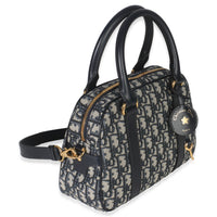 Christian Dior Navy Oblique Canvas Small D Vibe Bowling Bag Handbag pv