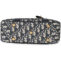 Christian Dior Navy Oblique Canvas Small D Vibe Bowling Bag Handbag stamp