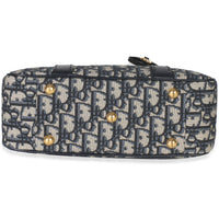 Christian Dior Navy Oblique Canvas Small D Vibe Bowling Bag Handbag stamp