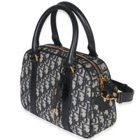 Christian Dior Navy Oblique Canvas Small D Vibe Bowling Bag Handbag sv