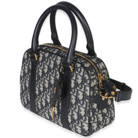 Christian Dior Navy Oblique Canvas Small D Vibe Bowling Bag Handbag sv