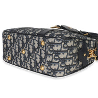 Christian Dior Navy Oblique Canvas Small D Vibe Bowling Bag Handbag box