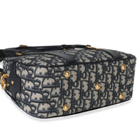 Christian Dior Navy Oblique Canvas Small D Vibe Bowling Bag Handbag clasp