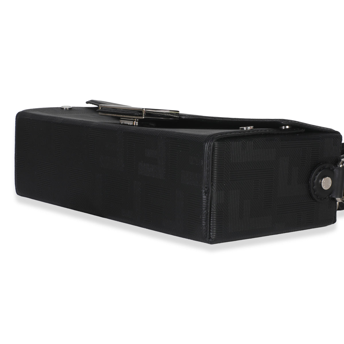 Black FF Leather Baguette Soft Trunk Crossbody