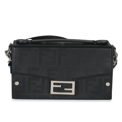 Black FF Leather Baguette Soft Trunk Crossbody