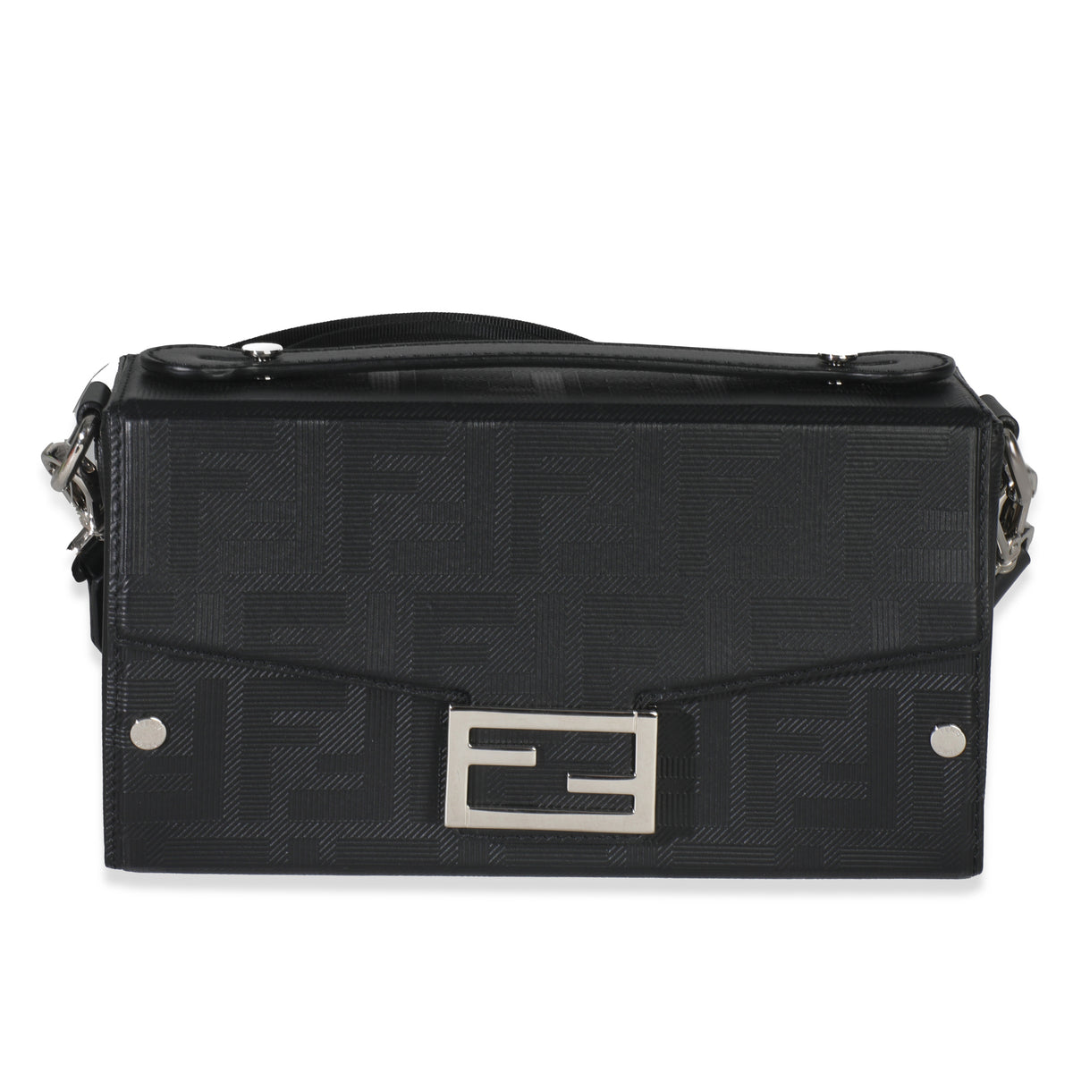 Black FF Leather Baguette Soft Trunk Crossbody