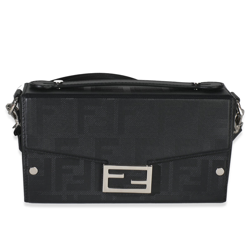 Black FF Leather Baguette Soft Trunk Crossbody