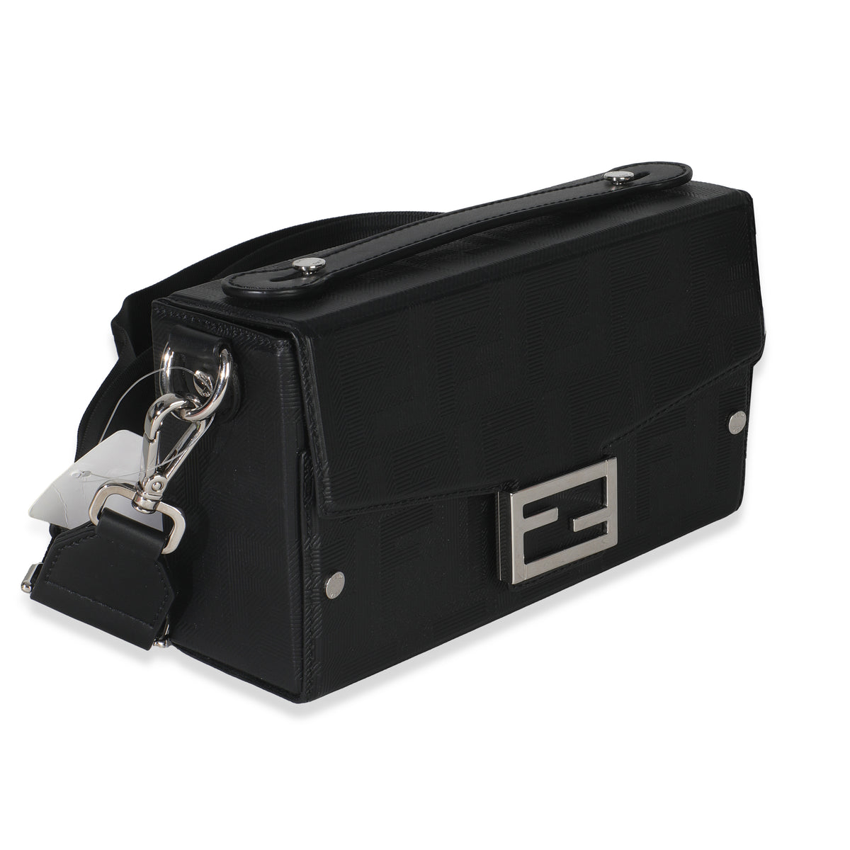 Black FF Leather Baguette Soft Trunk Crossbody
