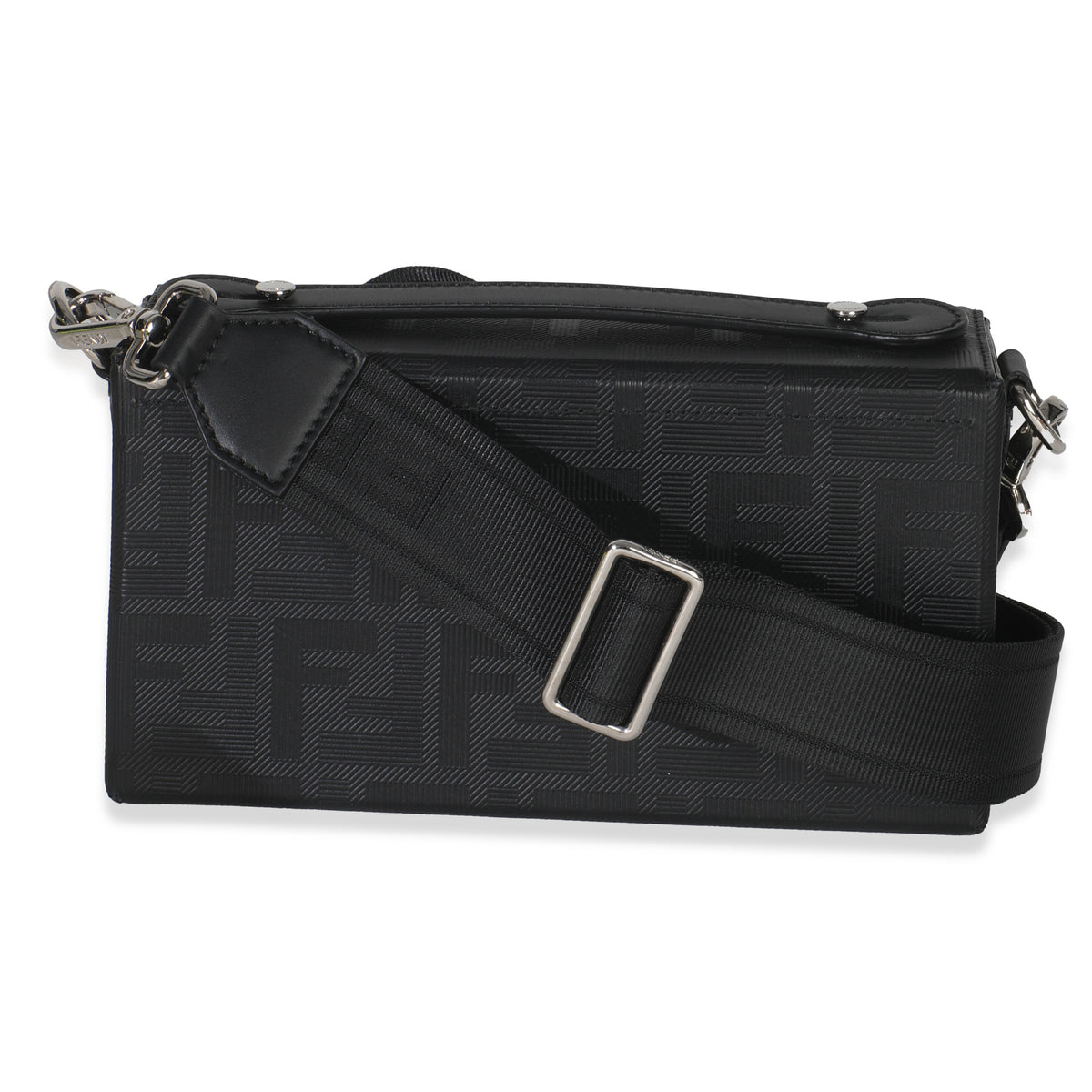Black FF Leather Baguette Soft Trunk Crossbody
