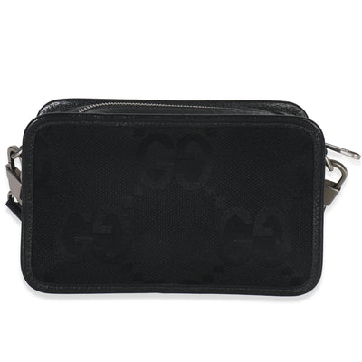 Gucci Black Jumbo GG Canvas Messenger Bag Handbag fv