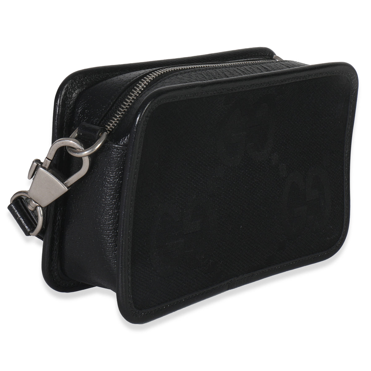 Gucci Black Jumbo GG Canvas Messenger Bag Handbag pv