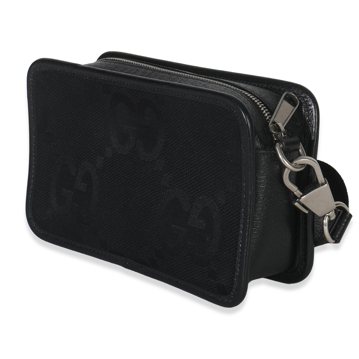 Gucci Black Jumbo GG Canvas Messenger Bag Handbag sv