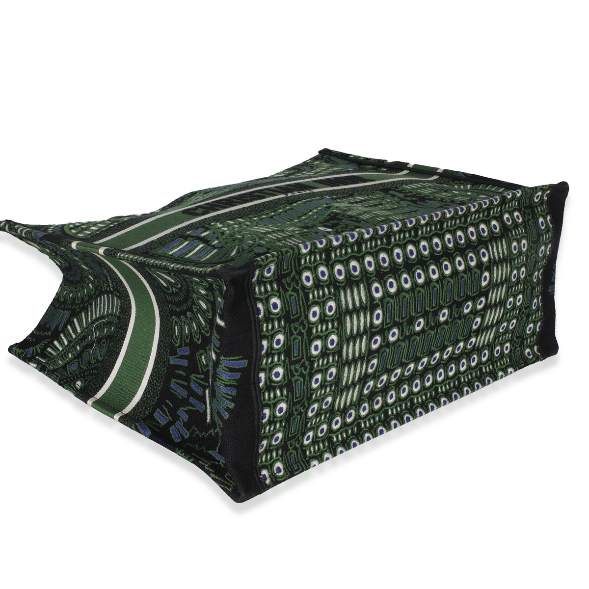 Green Canvas Embroidered Animals Elephant Large Book Tote